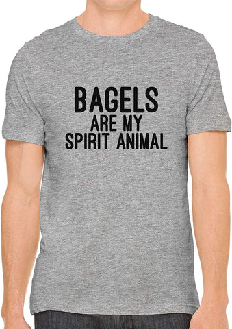 Bagels are My Spirit Animal Cotton Crewneck Men Gray T-Shirts