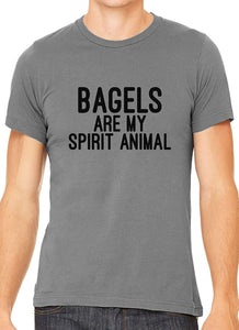 Bagels are My Spirit Animal Cotton Crewneck Men Gray T-Shirts