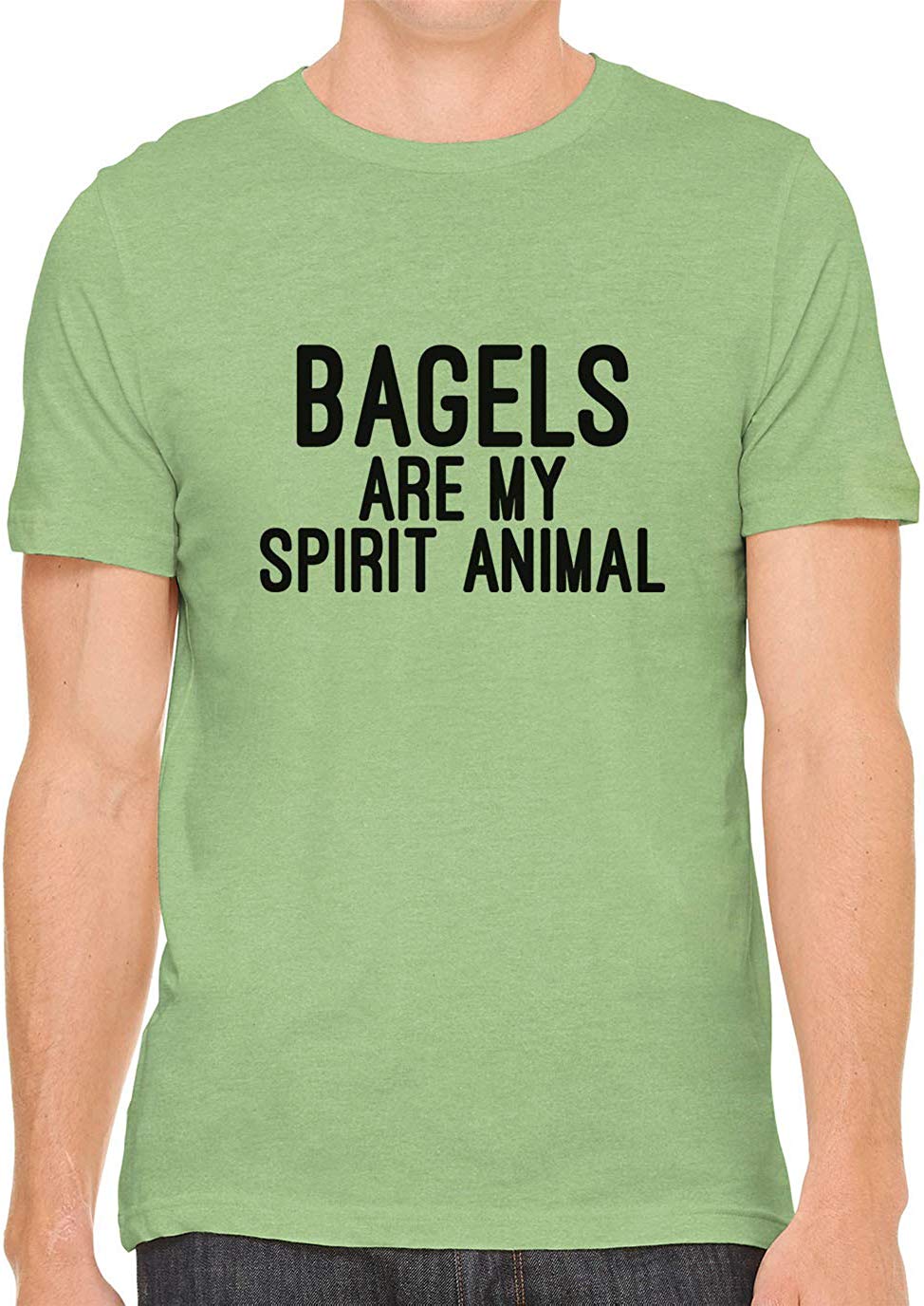 Bagels are My Spirit Animal Cotton Crewneck Men Green T-Shirts