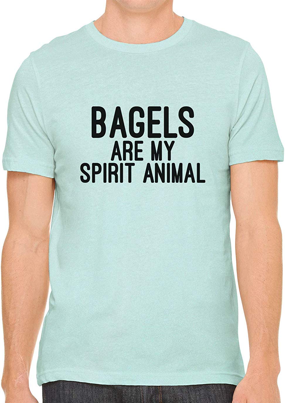 Bagels are My Spirit Animal Cotton Crewneck Men Green T-Shirts