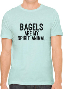 Bagels are My Spirit Animal Cotton Crewneck Men Green T-Shirts