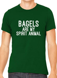 Bagels are My Spirit Animal Cotton Crewneck Men Green T-Shirts