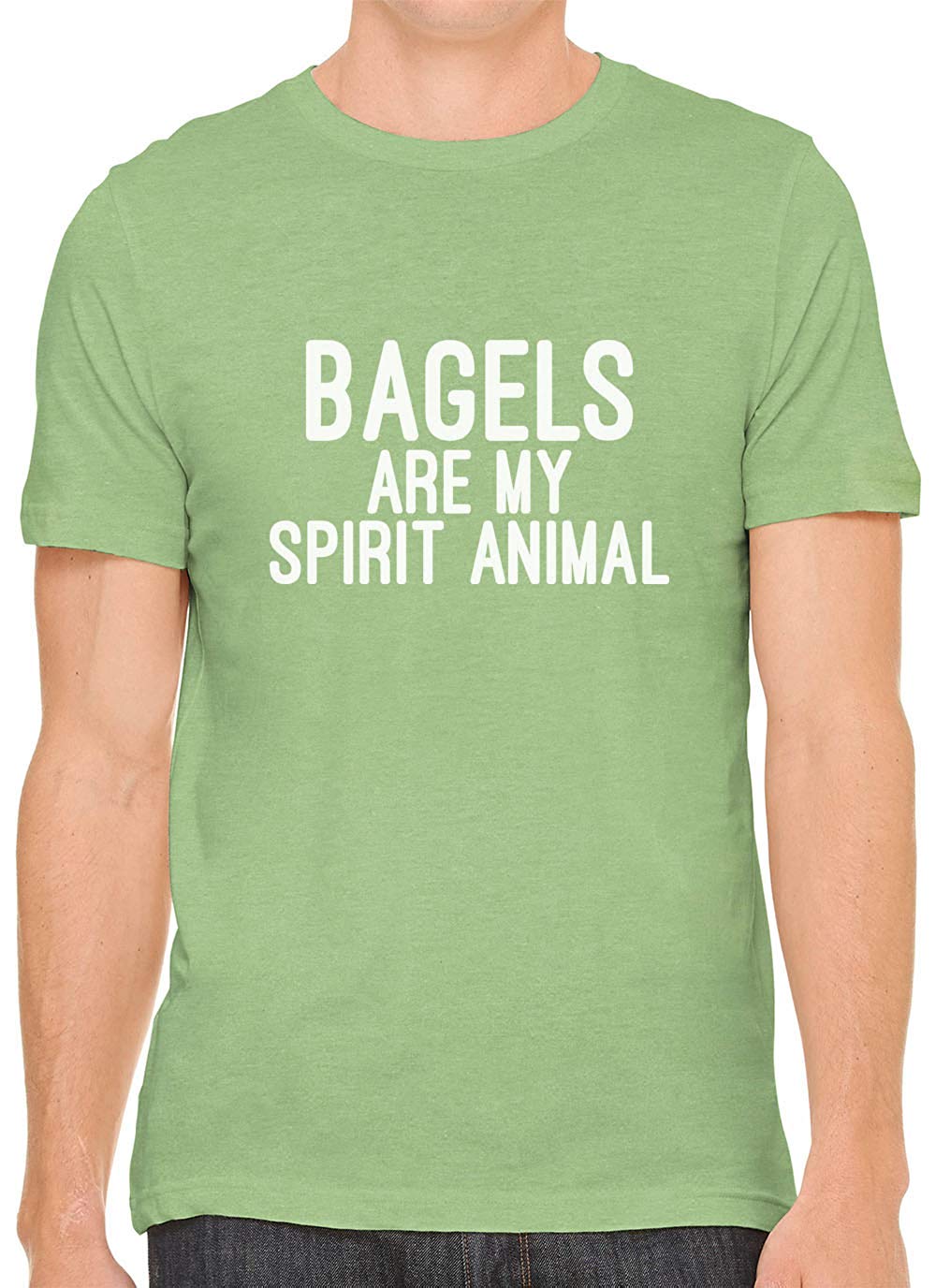 Bagels are My Spirit Animal Cotton Crewneck Men Green T-Shirts