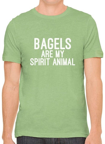 Bagels are My Spirit Animal Cotton Crewneck Men Green T-Shirts