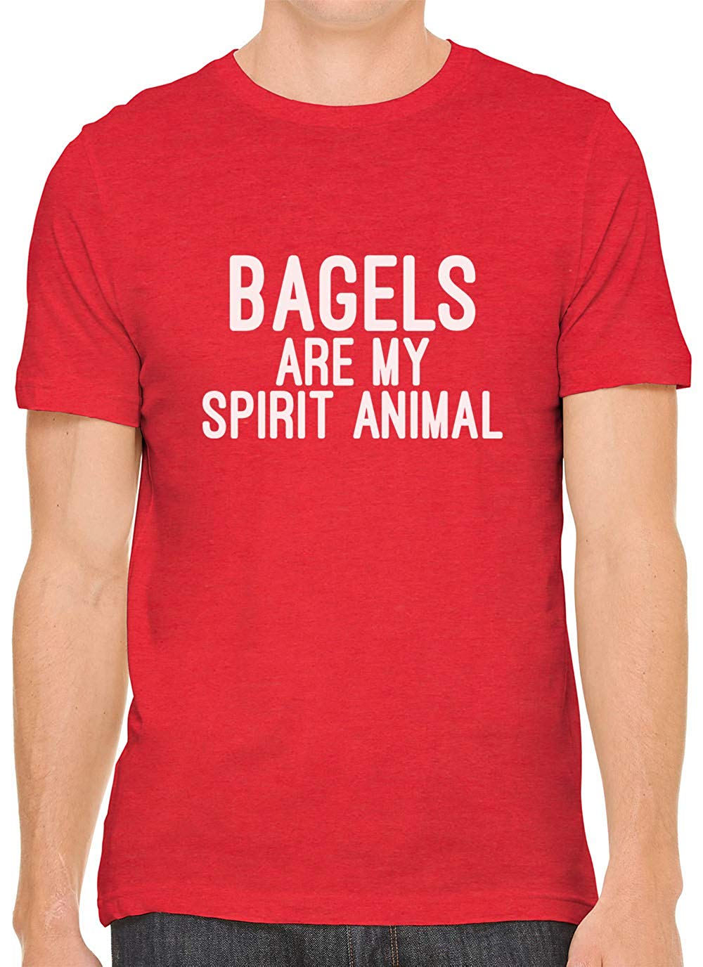 Bagels are My Spirit Animal Cotton Crewneck Men Red T-Shirts