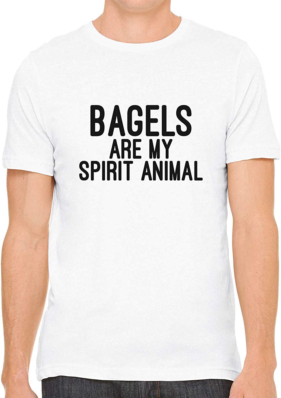 Bagels are My Spirit Animal Cotton Crewneck Men White T-Shirts