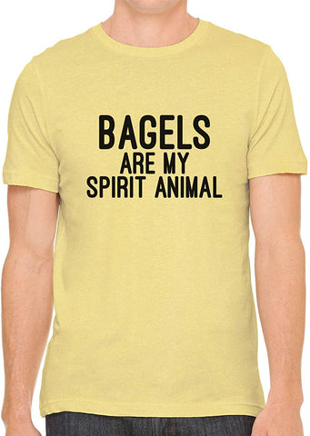 Bagels are My Spirit Animal Cotton Crewneck Men Yellow T-Shirts