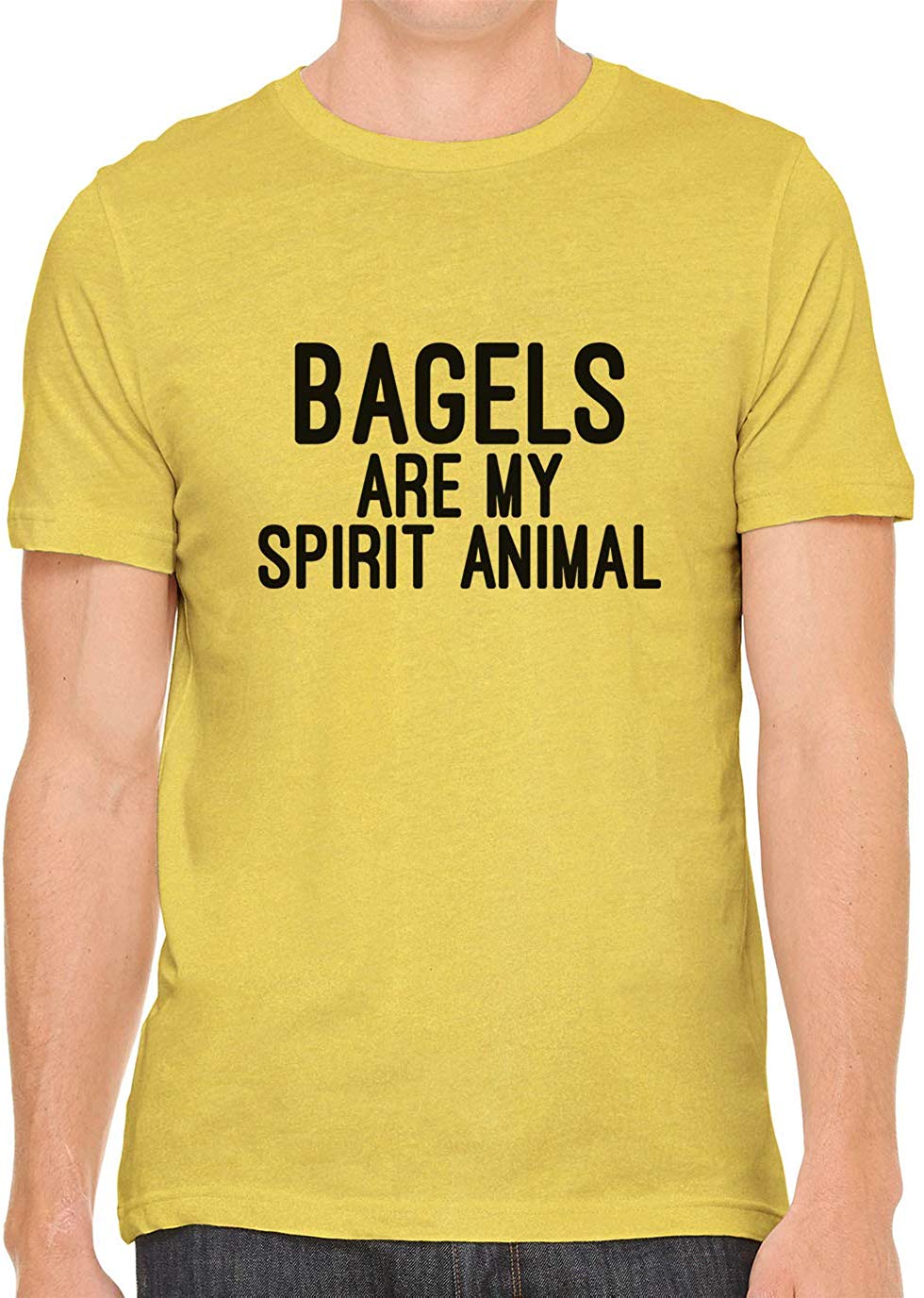 Bagels are My Spirit Animal Cotton Crewneck Men Yellow T-Shirts