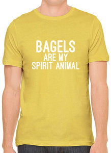 Bagels are My Spirit Animal Cotton Crewneck Men Yellow T-Shirts