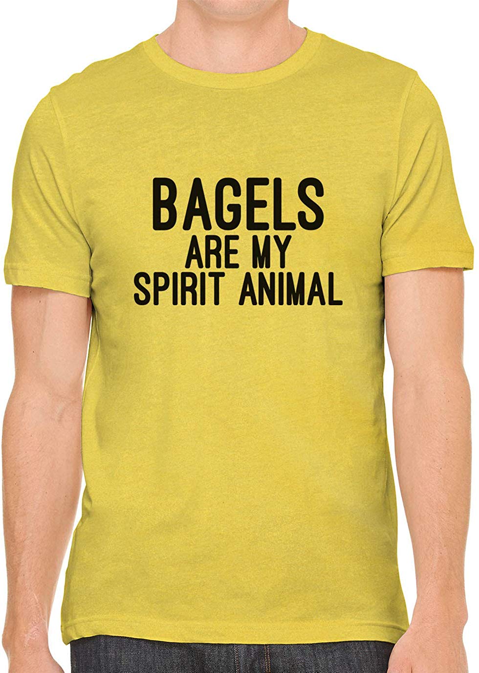 Bagels are My Spirit Animal Cotton Crewneck Men Yellow T-Shirts