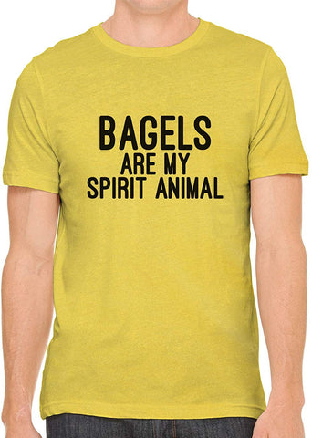 Bagels are My Spirit Animal Cotton Crewneck Men Yellow T-Shirts