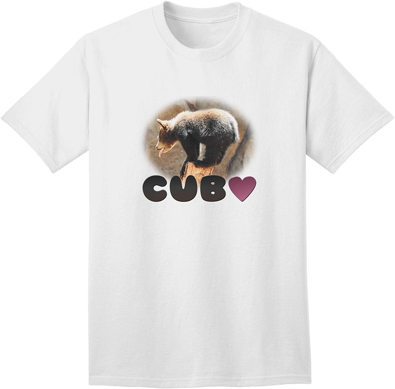 Balancing Bear Cub with Text Adult White T-Shirts