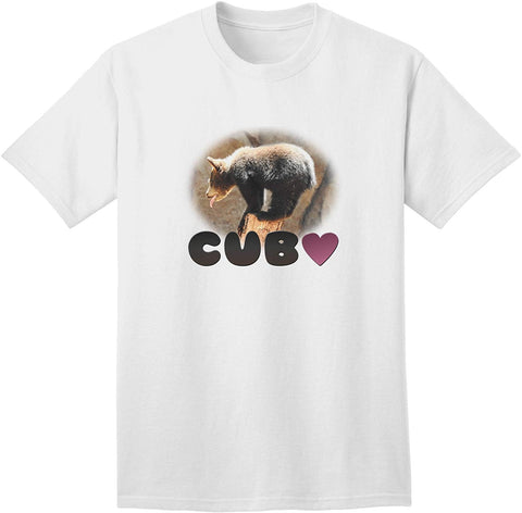 Balancing Bear Cub with Text Adult White T-Shirts