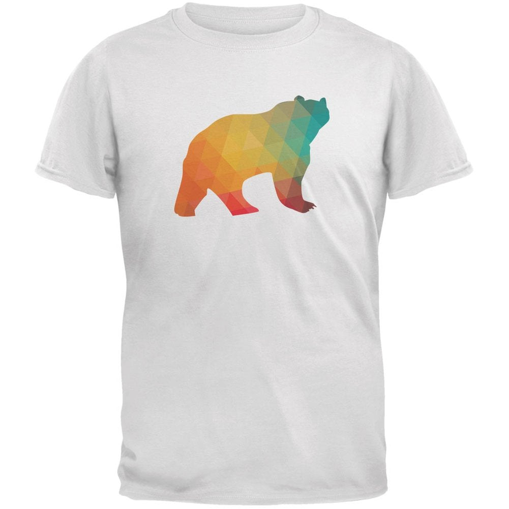 Bear Geometric Adult White T-Shirts