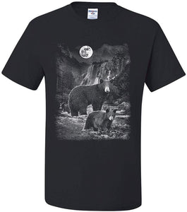 Bears in The Night Brown Bear Grizzly Wilderness Animals Mens Black T-Shirts