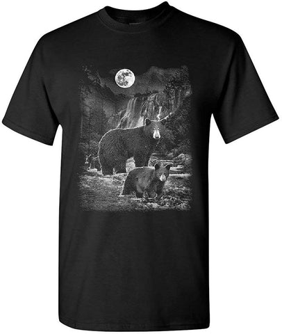 Bears in The Night Brown Bear Grizzly Wilderness Animals Mens Black T-Shirts