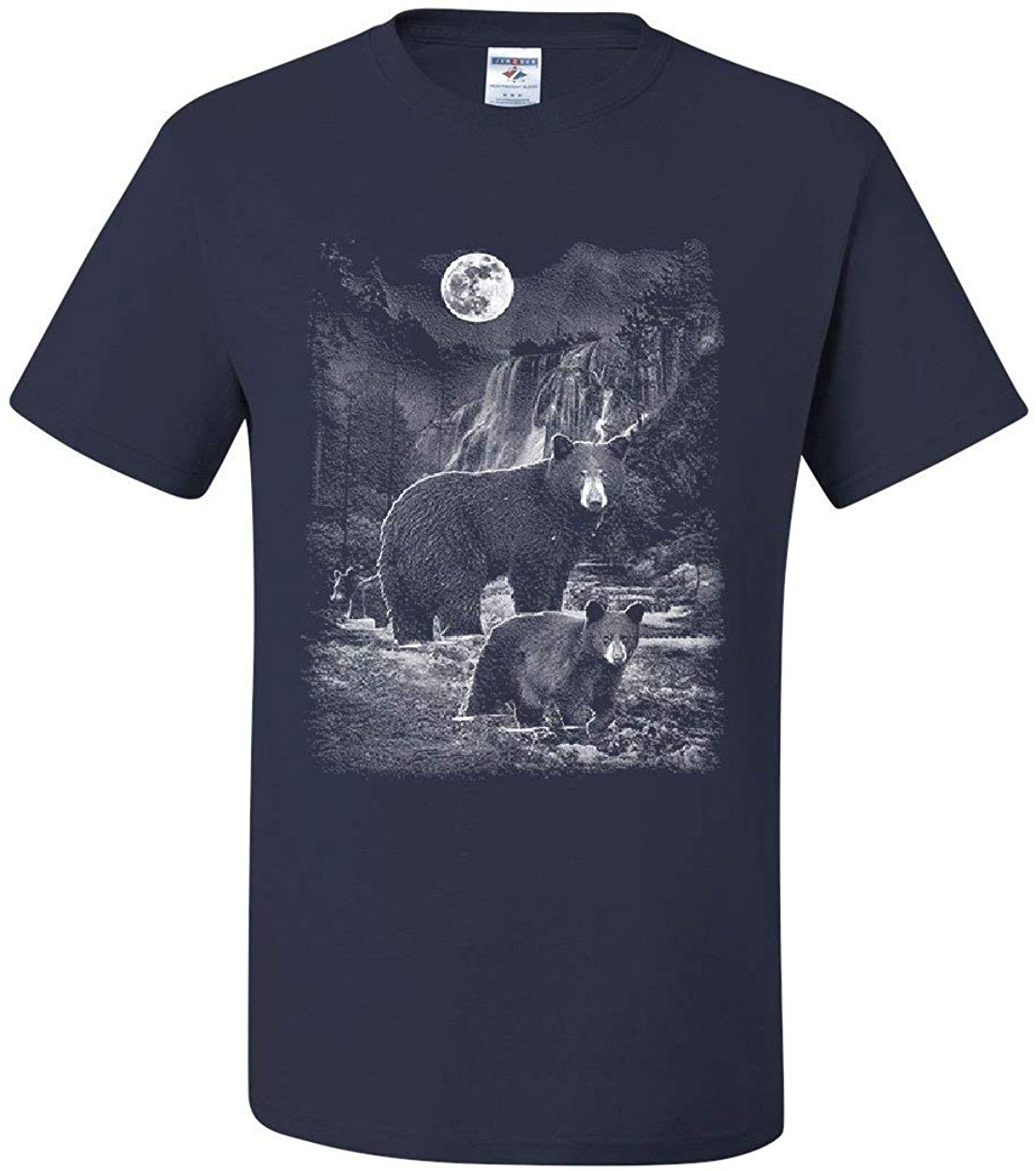 Bears in The Night Brown Bear Grizzly Wilderness Animals Mens Blue T-Shirts