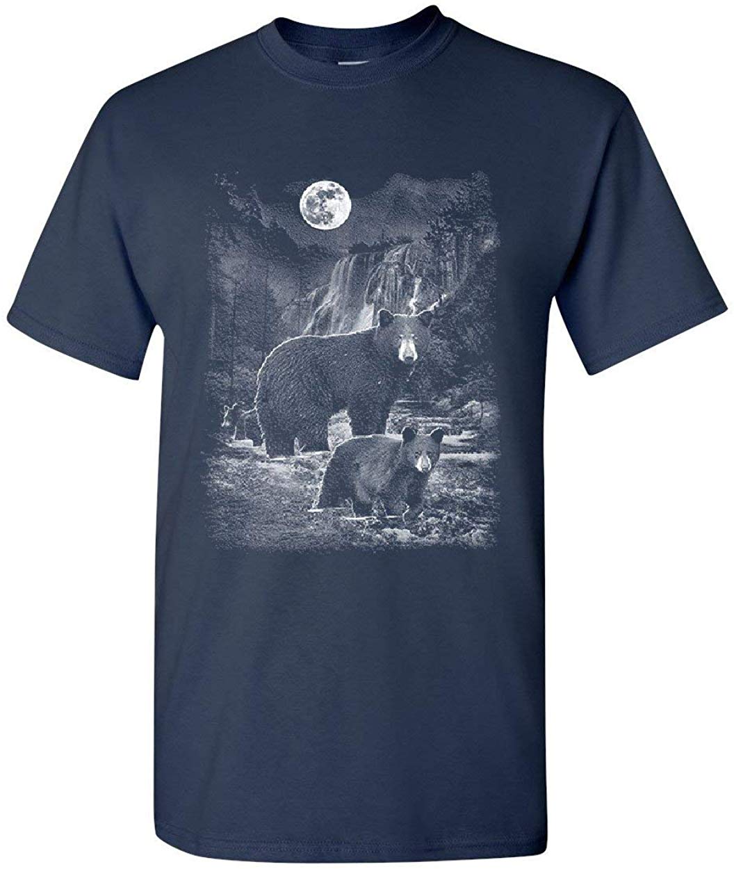 Bears in The Night Brown Bear Grizzly Wilderness Animals Mens Blue T-Shirts