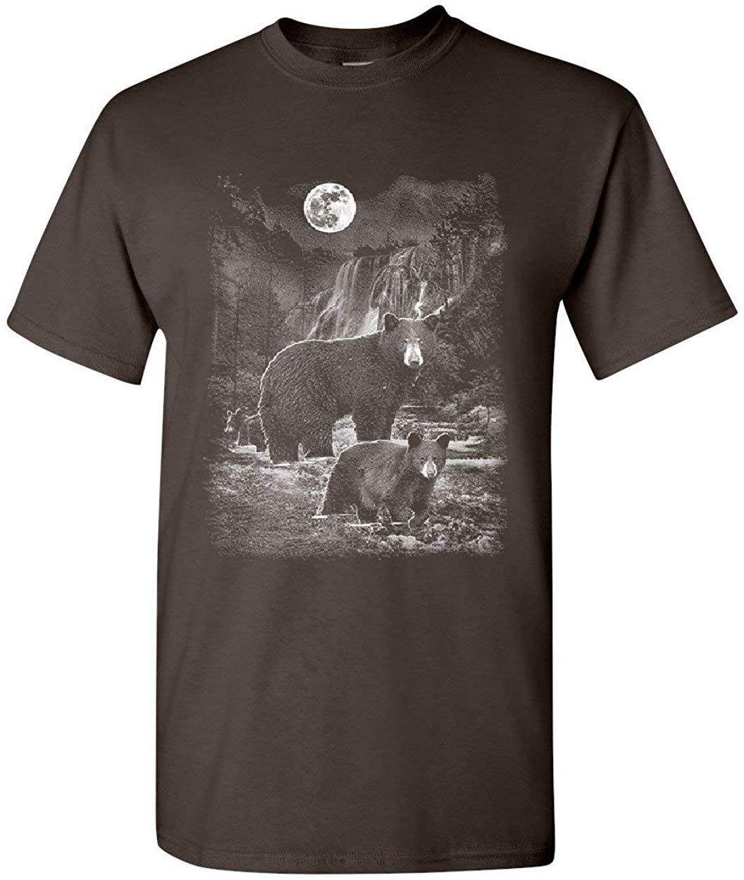 Bears in The Night Brown Bear Grizzly Wilderness Animals Mens Brown T-Shirts