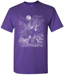 Bears in The Night Brown Bear Grizzly Wilderness Animals Mens Purple T-Shirts