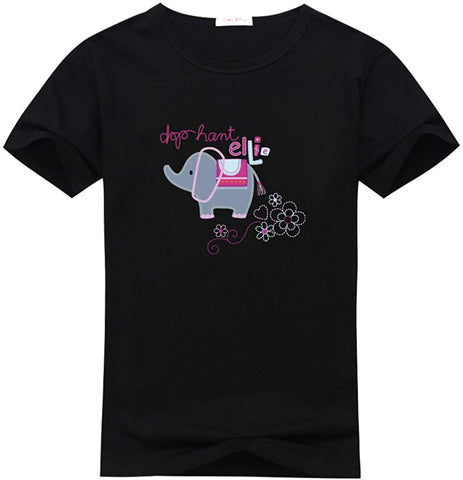 Beauty Elephant Animal Men's O-neck Casual Slim Black T-Shirts