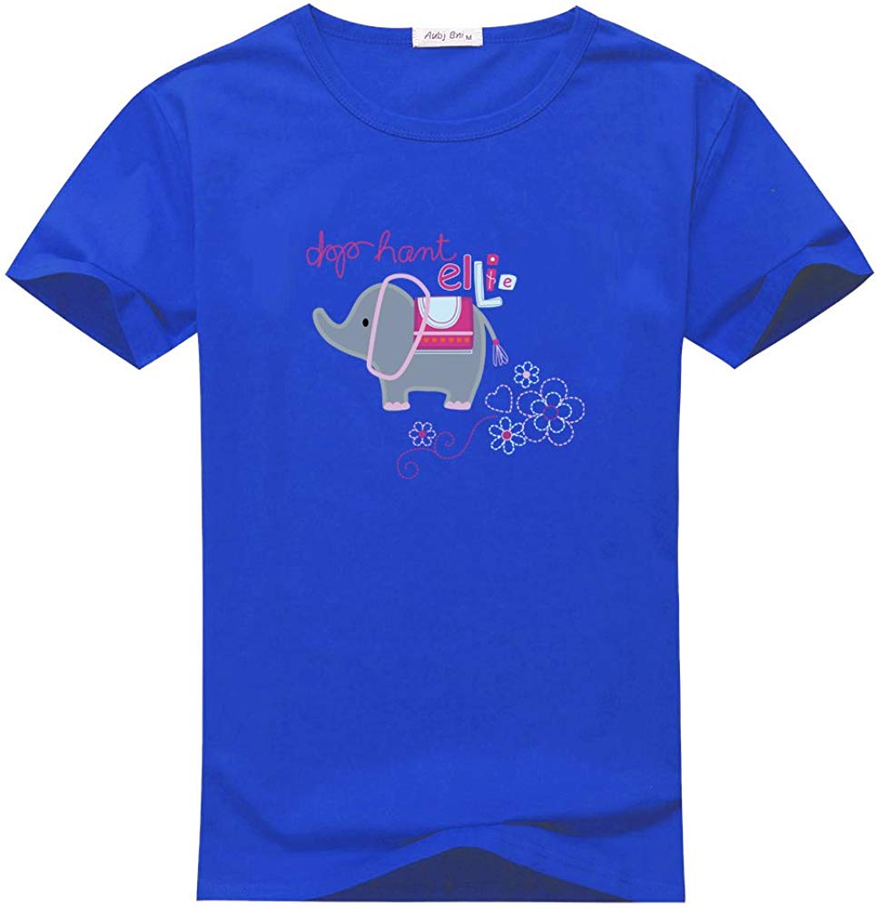 Beauty Elephant Animal Men's O-neck Casual Slim Blue T-Shirts