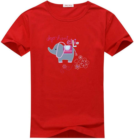 Beauty Elephant Animal Men's O-neck Casual Slim Red T-Shirts