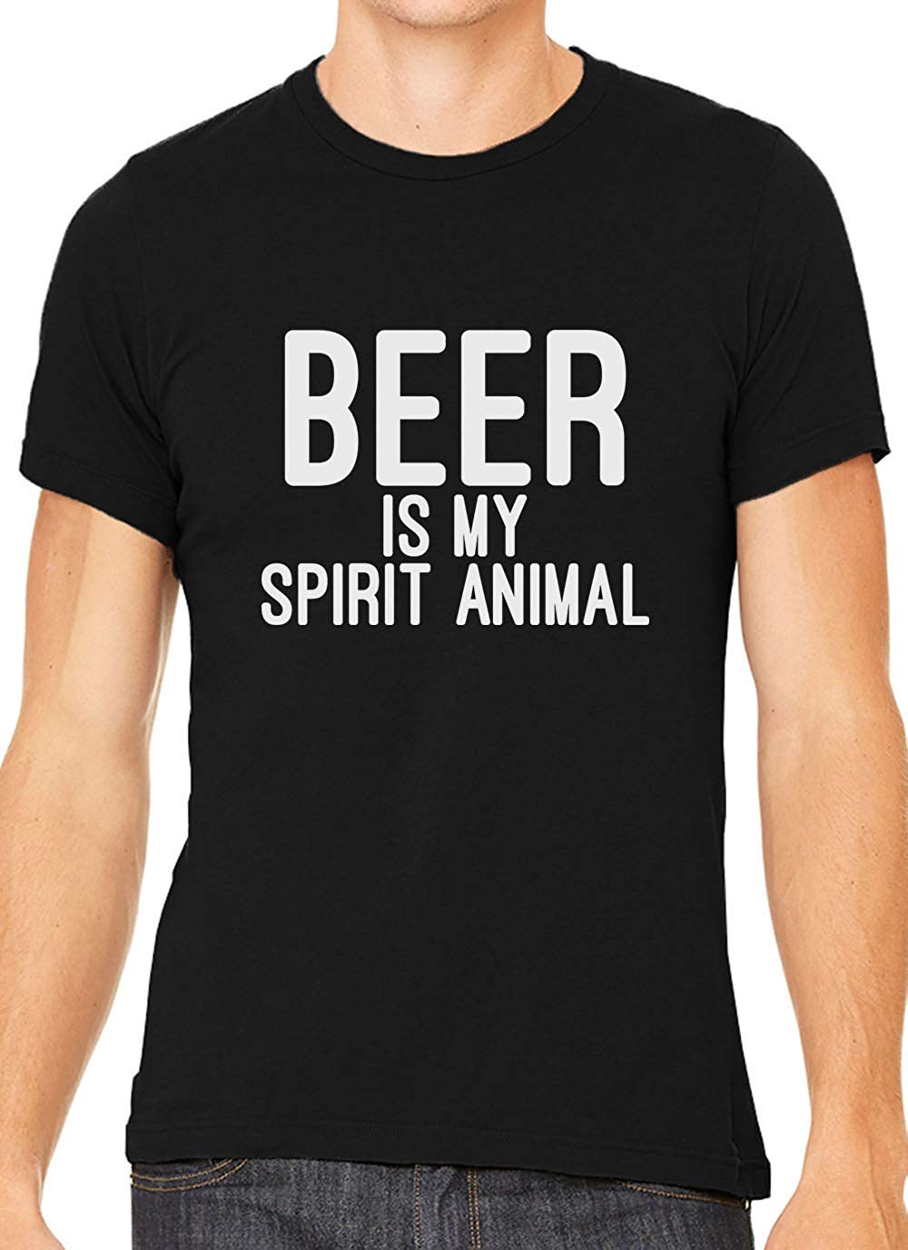 Beer is My Spirit Animal Cotton Crewneck Men Black T-Shirts