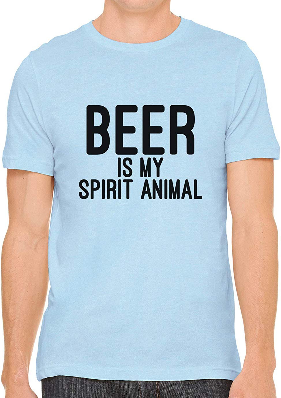 Beer is My Spirit Animal Cotton Crewneck Men Blue T-Shirts