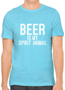 Beer is My Spirit Animal Cotton Crewneck Men Blue T-Shirts