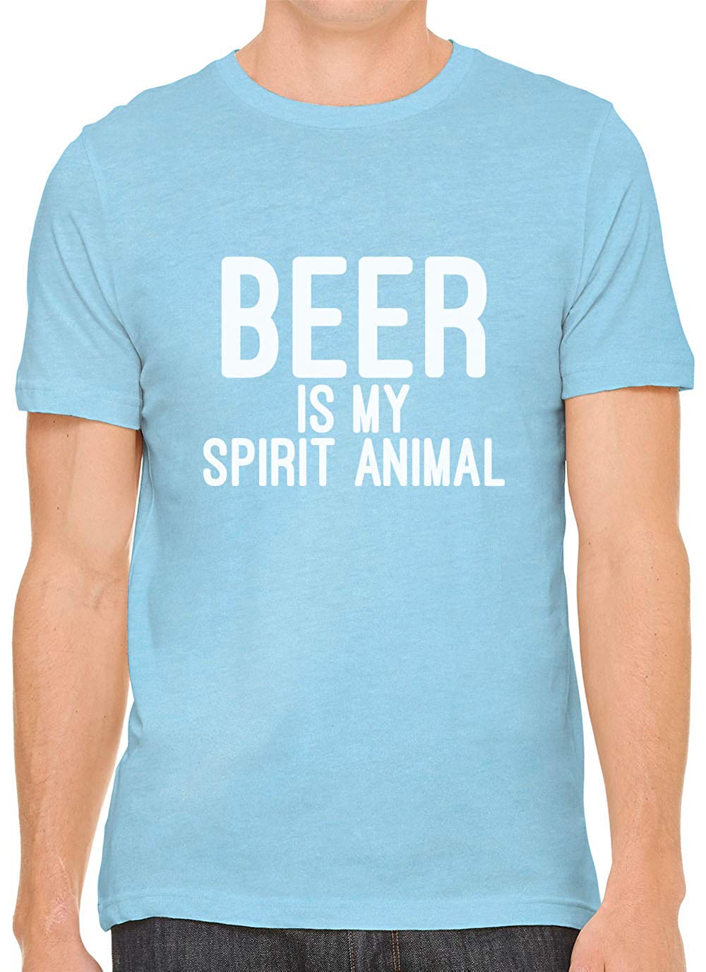 Beer is My Spirit Animal Cotton Crewneck Men Blue T-Shirts