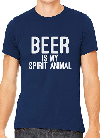 Beer is My Spirit Animal Cotton Crewneck Men Blue T-Shirts