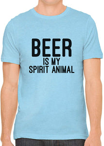 Beer is My Spirit Animal Cotton Crewneck Men Blue T-Shirts