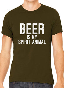 Beer is My Spirit Animal Cotton Crewneck Men Brown T-Shirts