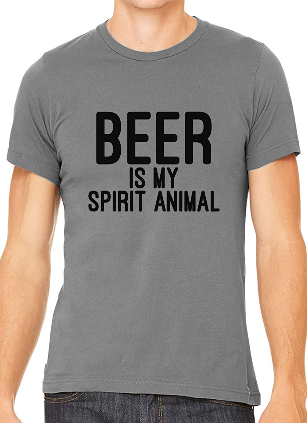 Beer is My Spirit Animal Cotton Crewneck Men Gray T-Shirts