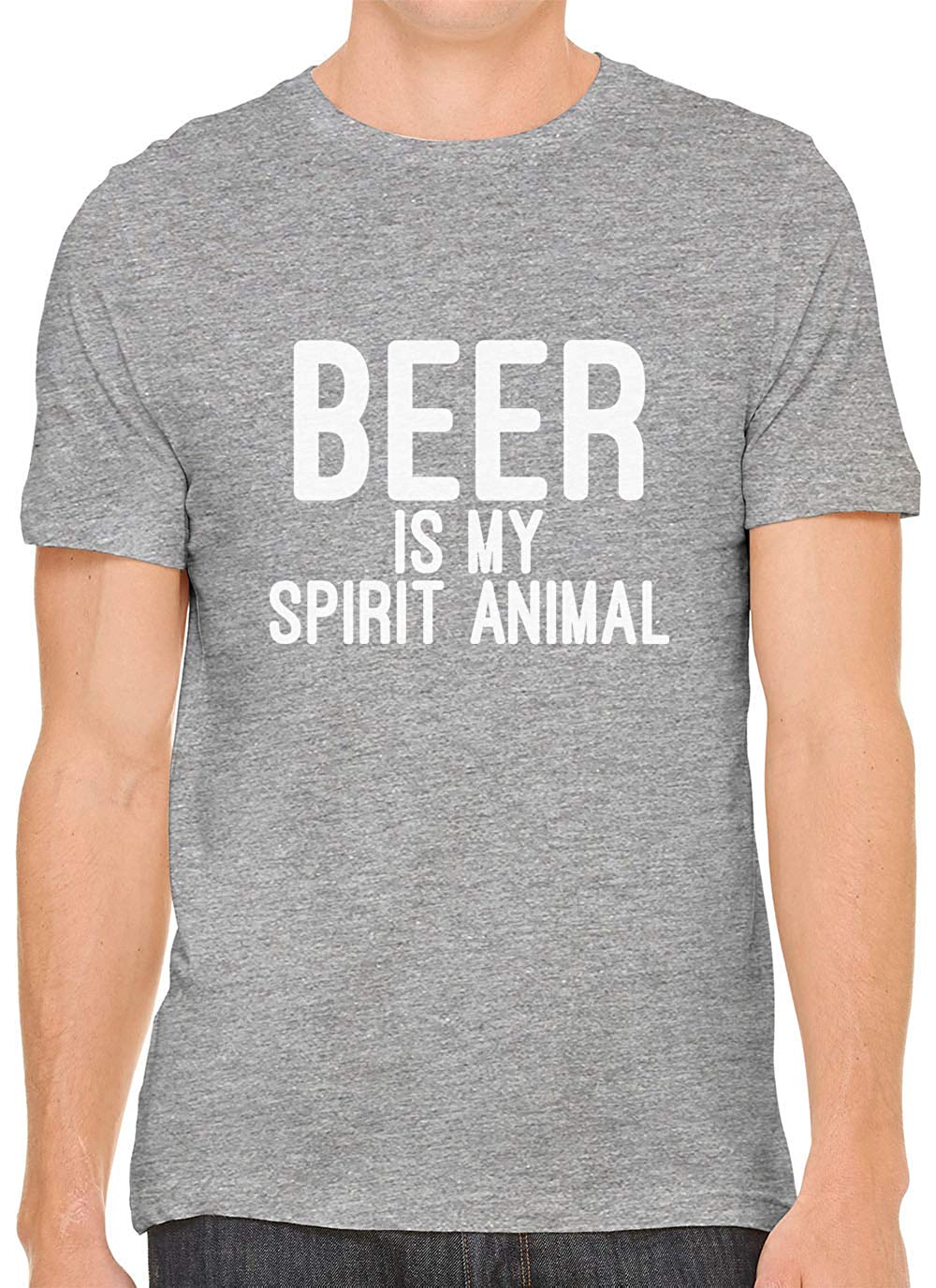 Beer is My Spirit Animal Cotton Crewneck Men Gray T-Shirts