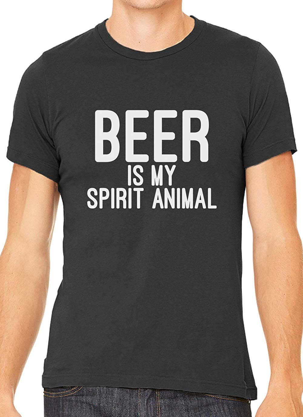 Beer is My Spirit Animal Cotton Crewneck Men Gray T-Shirts