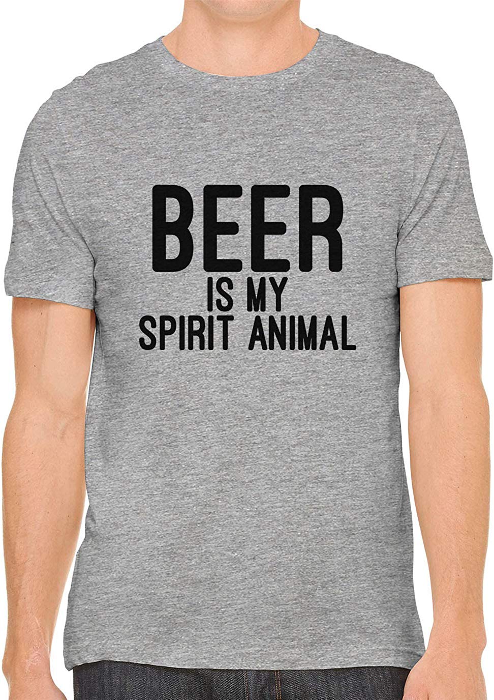 Beer is My Spirit Animal Cotton Crewneck Men Gray T-Shirts