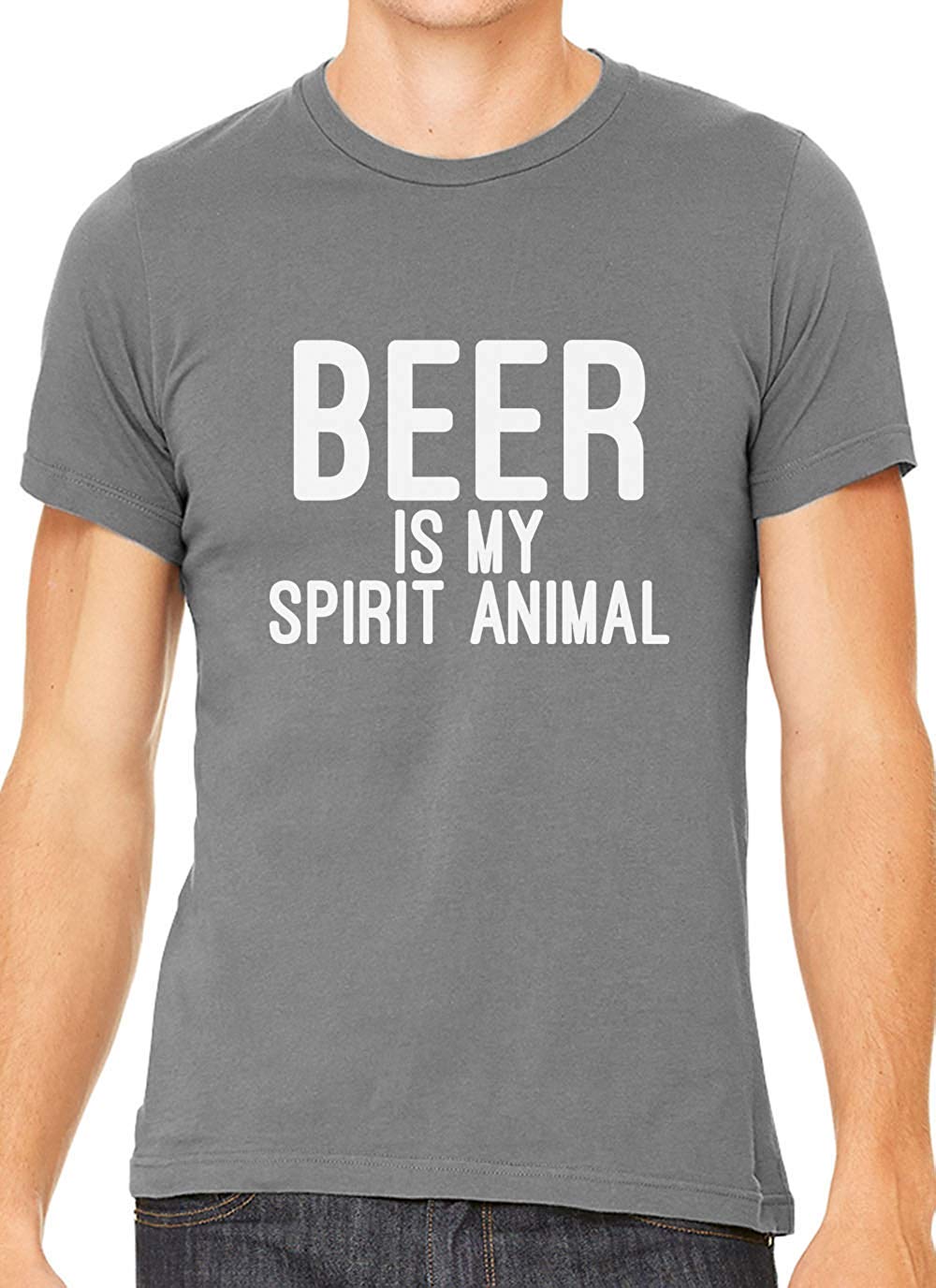 Beer is My Spirit Animal Cotton Crewneck Men Gray T-Shirts