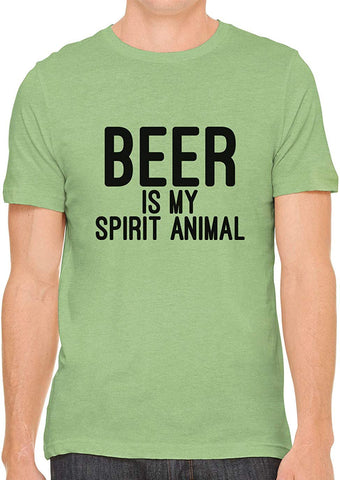 Beer is My Spirit Animal Cotton Crewneck Men Green T-Shirts