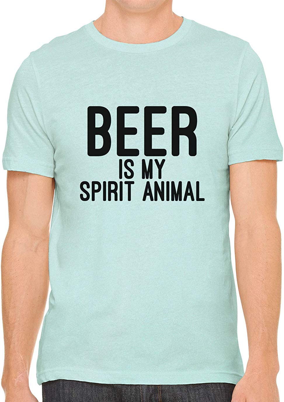 Beer is My Spirit Animal Cotton Crewneck Men Green T-Shirts