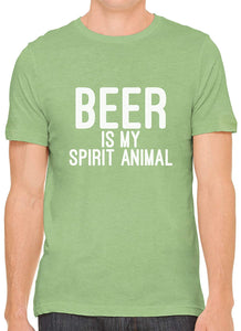 Beer is My Spirit Animal Cotton Crewneck Men Green T-Shirts