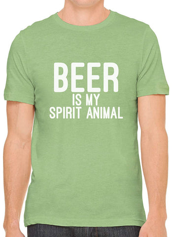 Beer is My Spirit Animal Cotton Crewneck Men Green T-Shirts