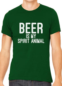 Beer is My Spirit Animal Cotton Crewneck Men Green T-Shirts