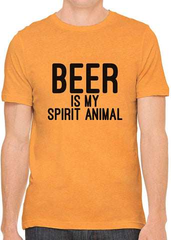 Beer is My Spirit Animal Cotton Crewneck Men Orange T-Shirts