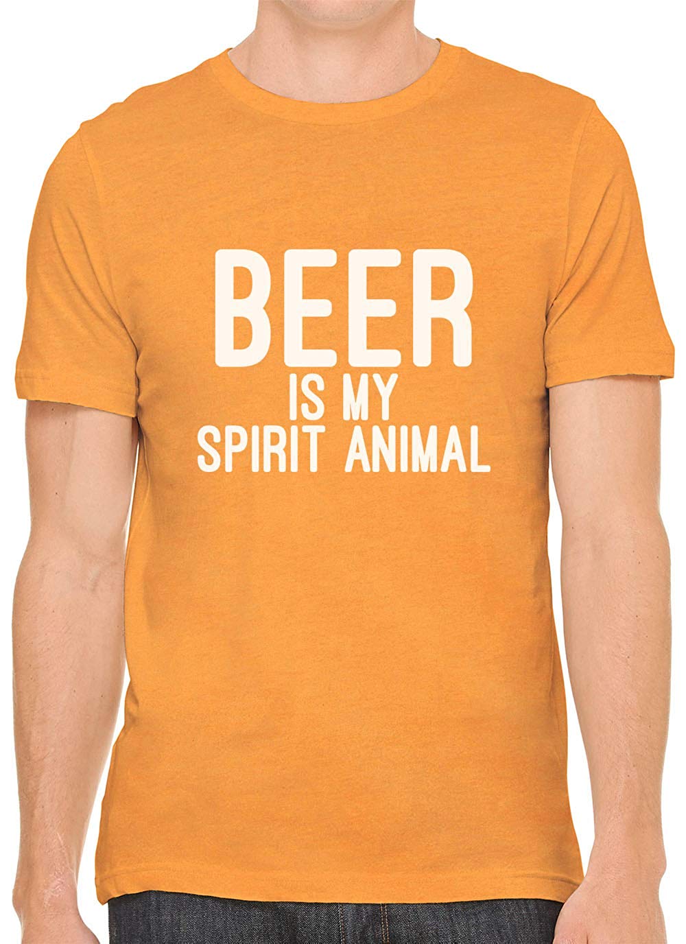 Beer is My Spirit Animal Cotton Crewneck Men Orange T-Shirts