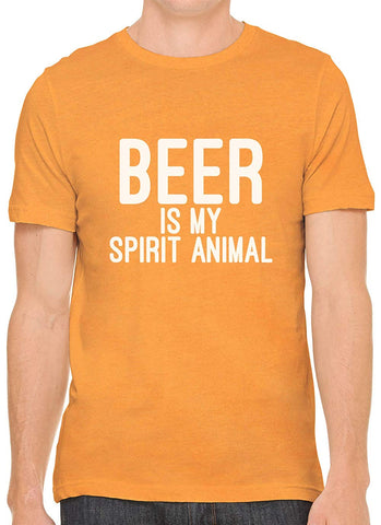 Beer is My Spirit Animal Cotton Crewneck Men Orange T-Shirts