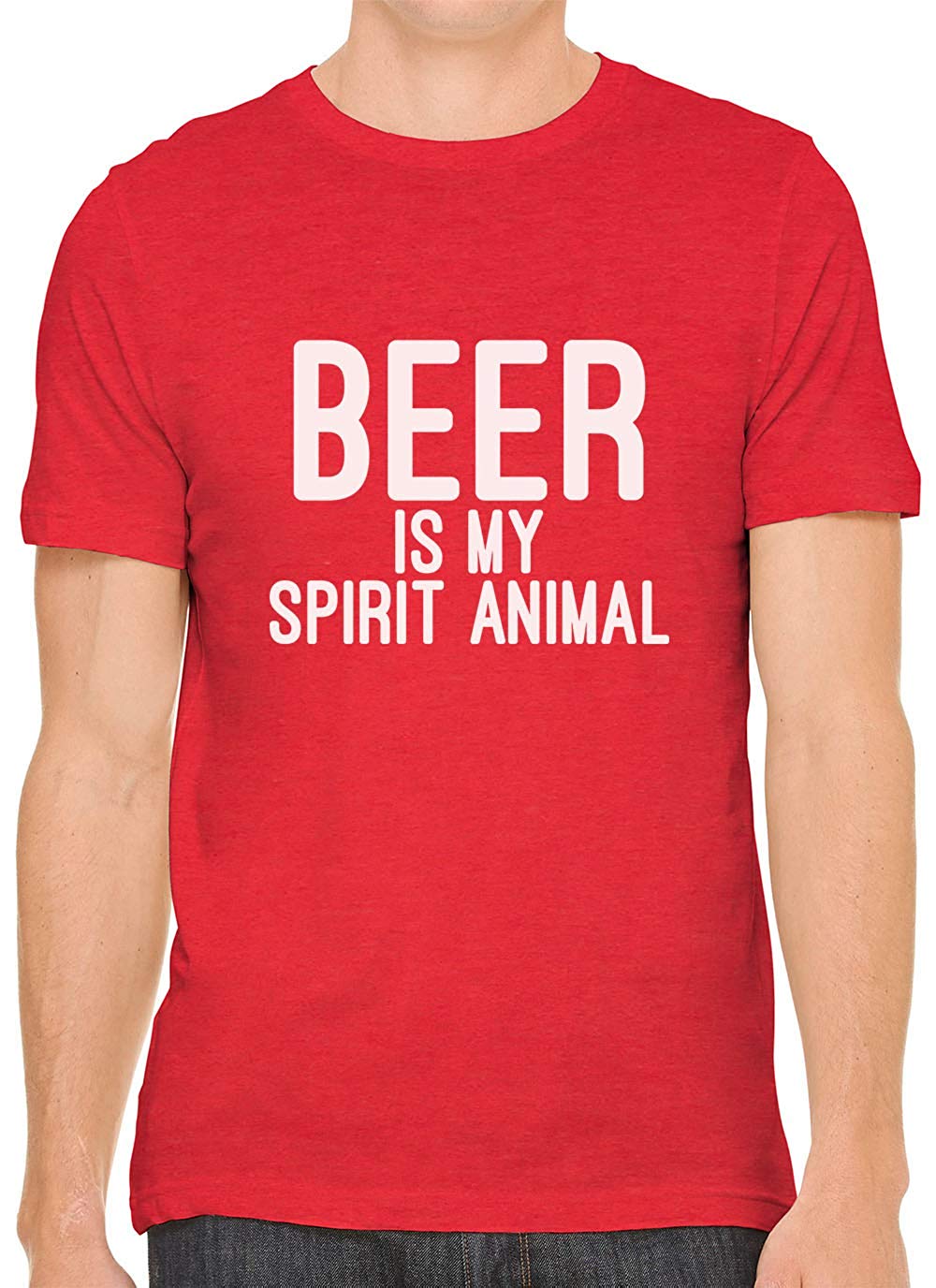 Beer is My Spirit Animal Cotton Crewneck Men Red T-Shirts