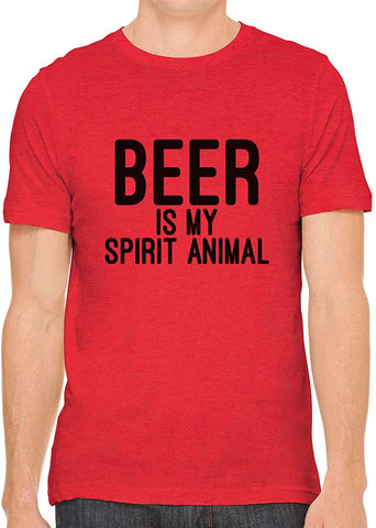 Beer is My Spirit Animal Cotton Crewneck Men Red T-Shirts