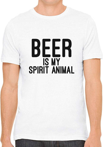 Beer is My Spirit Animal Cotton Crewneck Men White T-Shirts